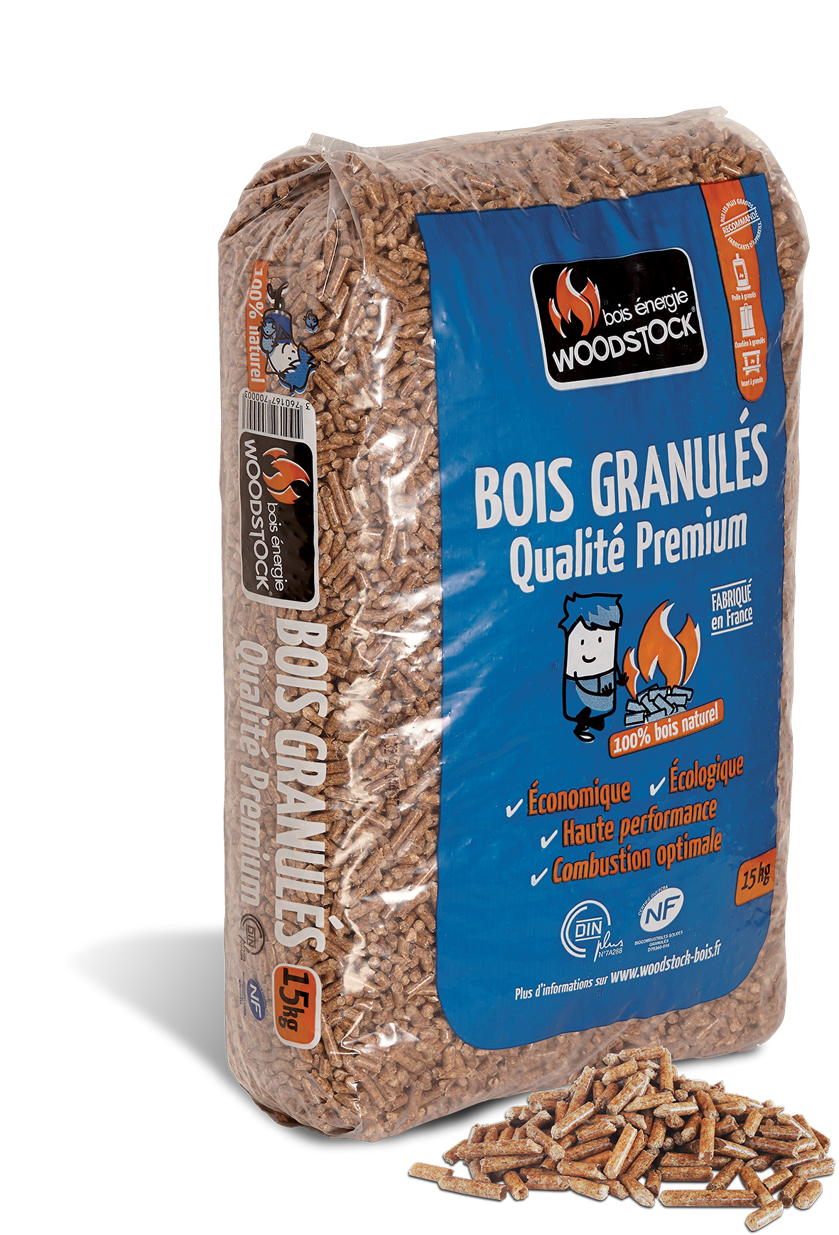 54110001wd-3760167700003-visuel_produit_2-woodstock-granules_15kg_2 Granulés de Bois WOODSTOCK 1 Palette de 78 Sacs de 15 Kg - Image 1