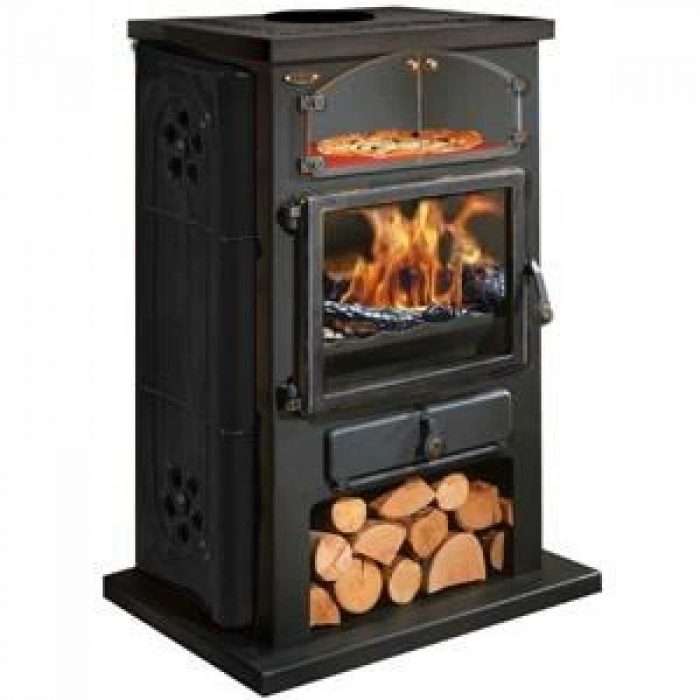 Poêle à Bois Chamonix XXL Décor Céramique porte Laitonnée 12kW - Image 1